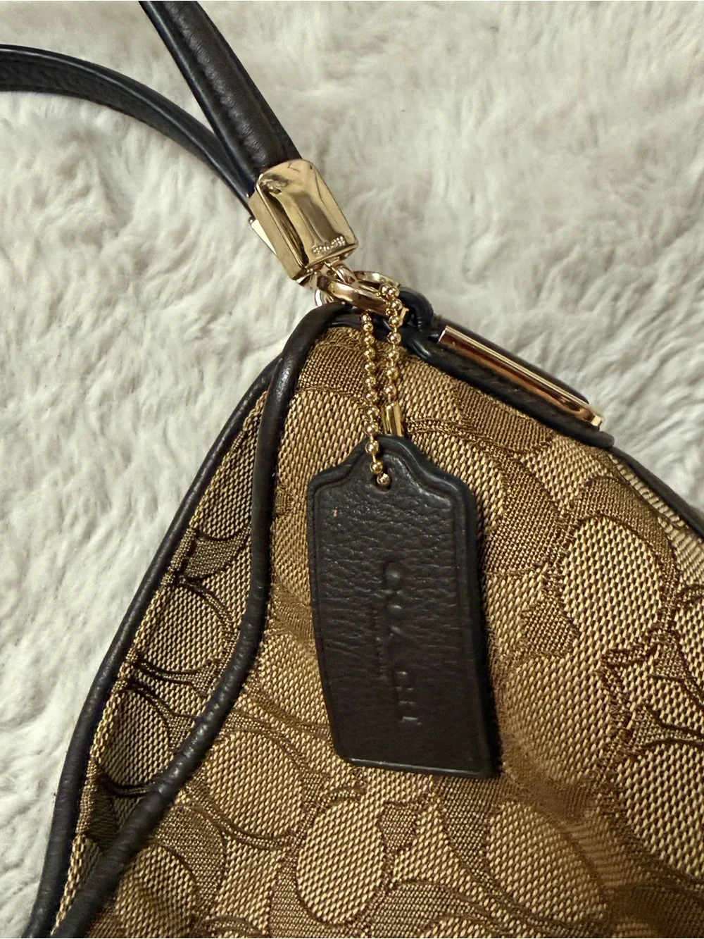 Coach Phoebe Shoulder Bag Tan/Brown Signature Canvas